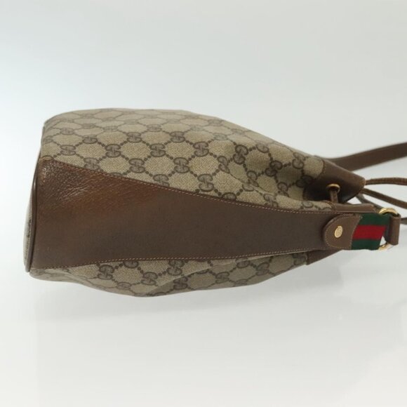 GUCCI GG Supreme Web Sherry Line Bag PVC Beige Gold 72 02 034 Auth 140637 - Picture 5 of 16